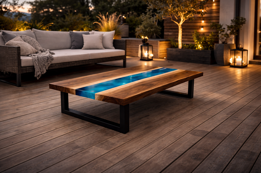 Azure Drift™ – Signature Turquoise Walnut River Coffee Table