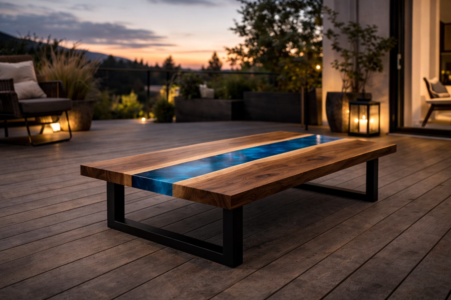 Azure Drift™ – Signature Turquoise Walnut River Coffee Table