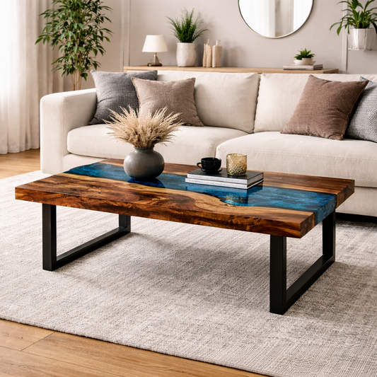 Midnight Ember™ – Signature Sapphire Walnut River Coffee Table