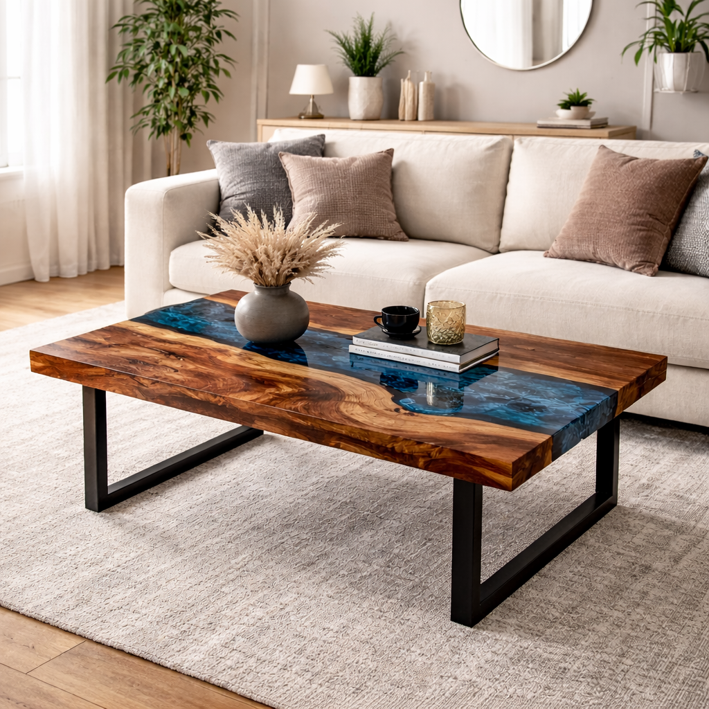 Midnight Ember™ – Signature Sapphire Walnut River Coffee Table