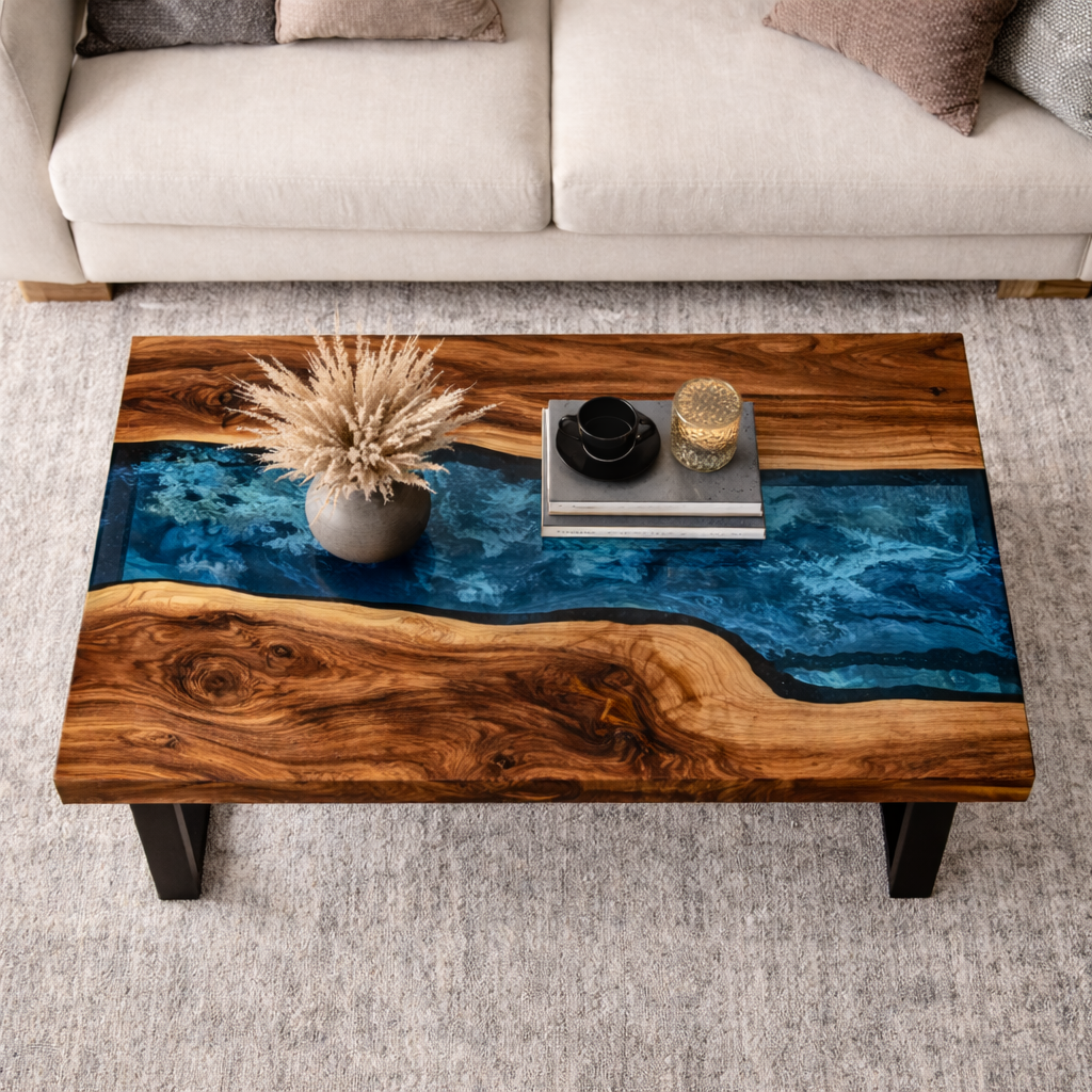 Midnight Ember™ – Signature Sapphire Walnut River Coffee Table