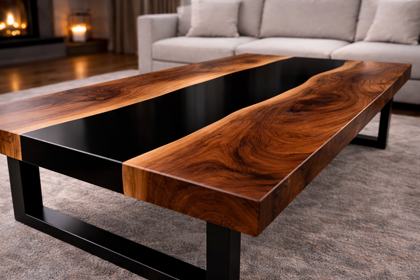 Nordic Shadow™ – Signature Smoked Walnut River Coffee Table