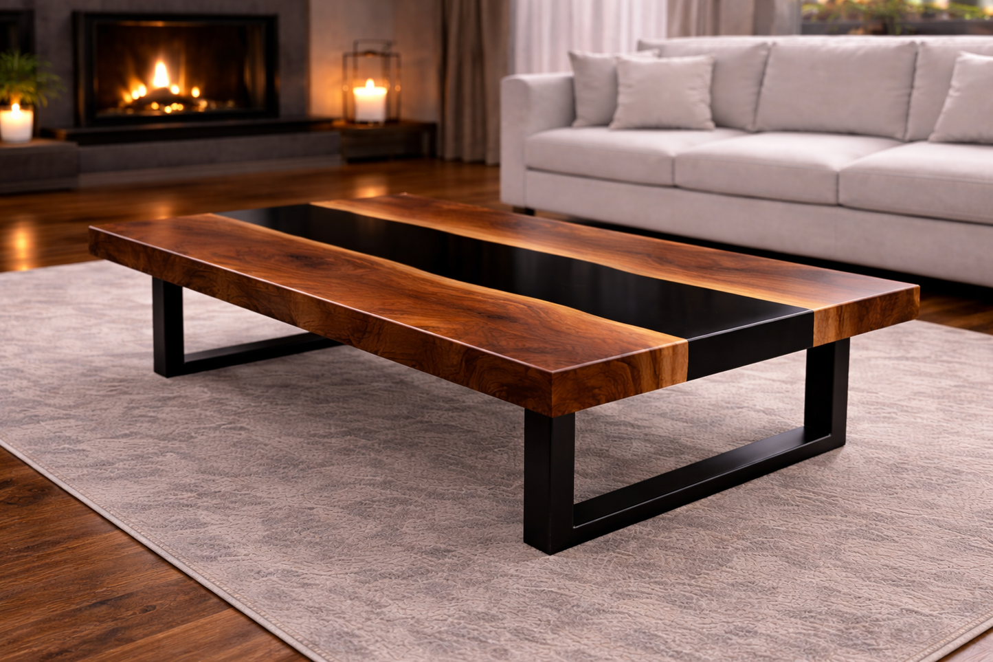 Nordic Shadow™ – Signature Smoked Walnut River Coffee Table
