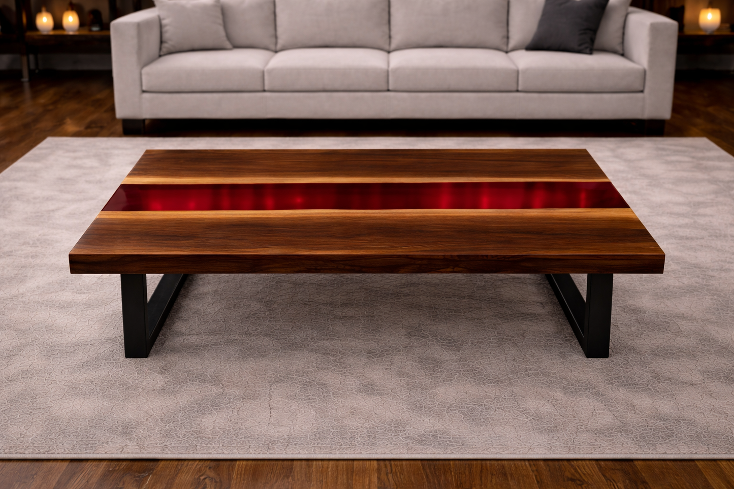 Inferno River™ – Signature Crimson Walnut Coffee Table