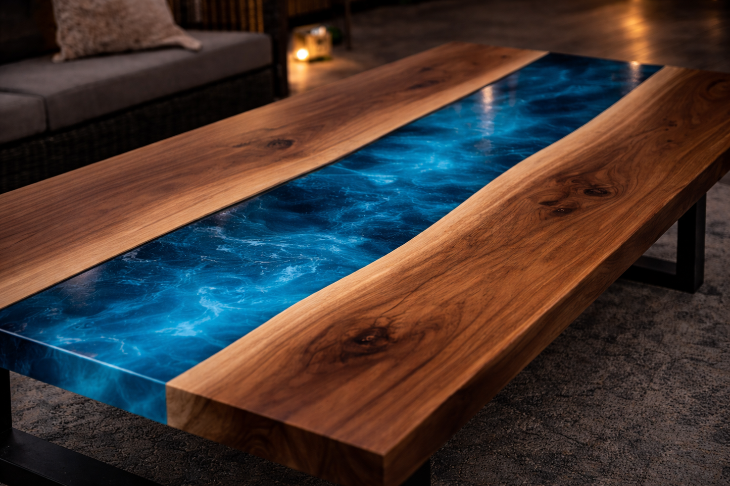 Azure Drift™ – Signature Turquoise Walnut River Coffee Table