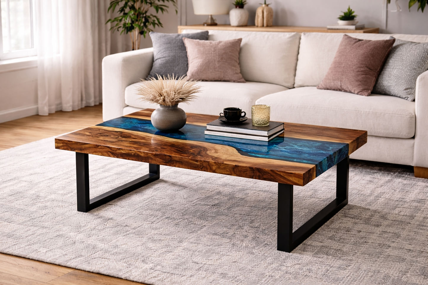 Midnight Ember™ – Signature Sapphire Walnut River Coffee Table