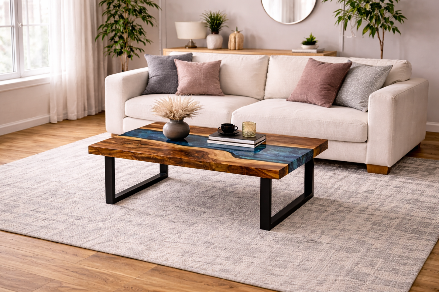 Midnight Ember™ – Signature Sapphire Walnut River Coffee Table